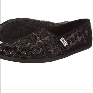 Toms BLACK SEQUIN GLITZ WOMEN'S CLASSICS 10008925